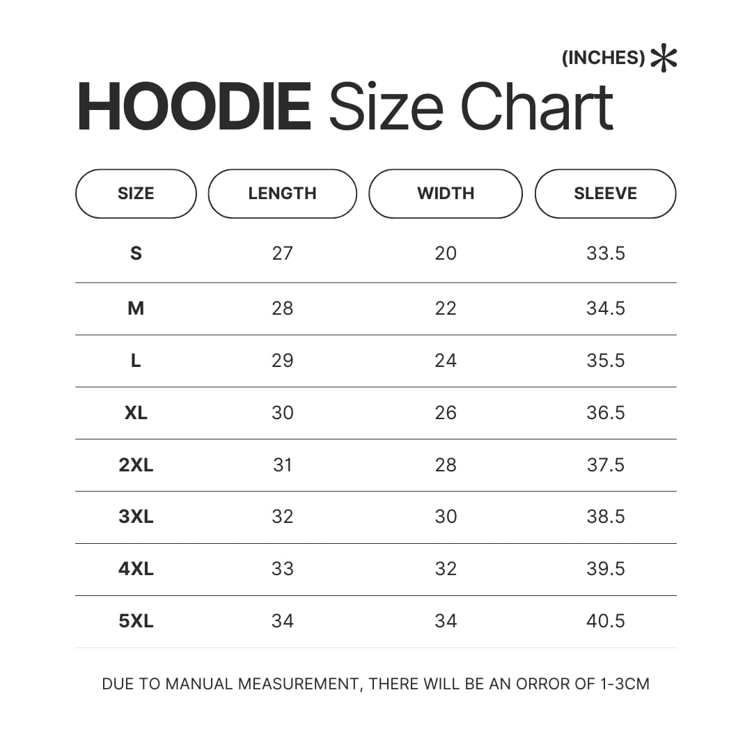 Hoodie Size Chart - Pride and Prejudice Store