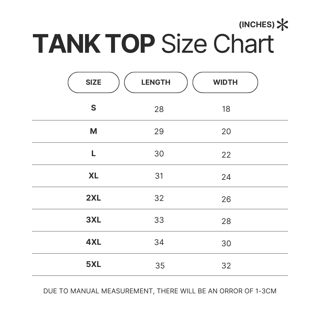 Tank Top Size Chart - Pride and Prejudice Store
