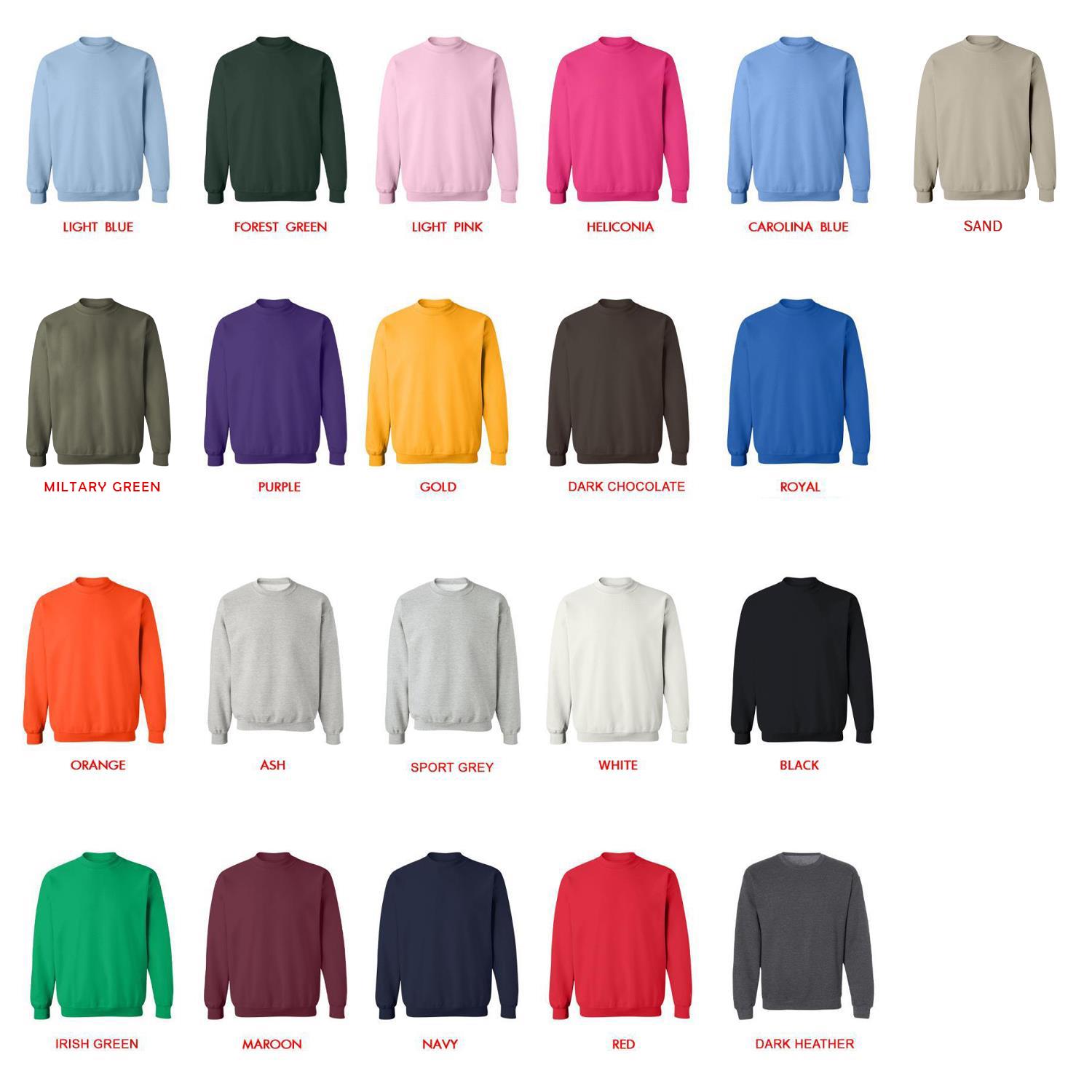 sweatshirt color chart - Pride and Prejudice Store