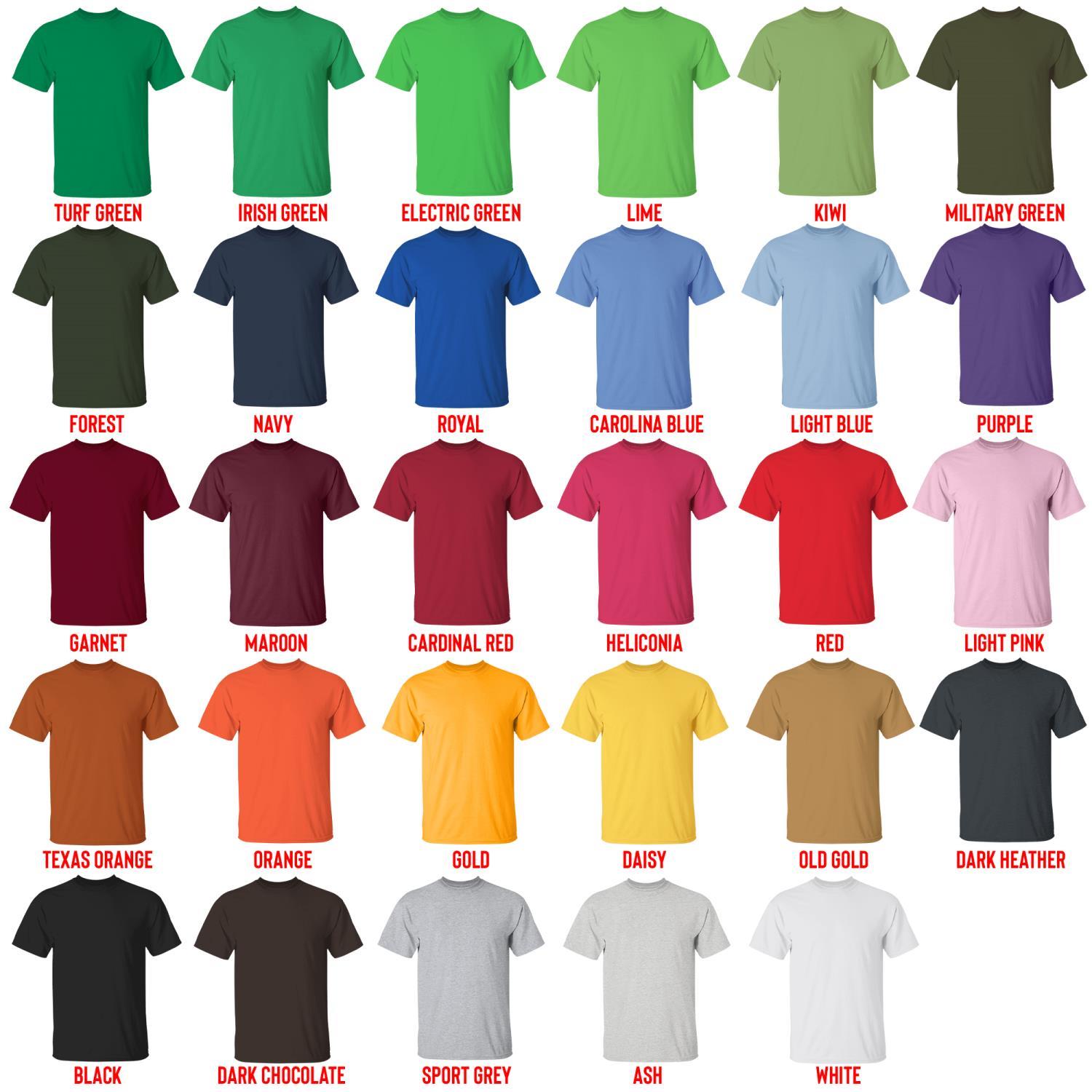 t shirt color chart - Pride and Prejudice Store