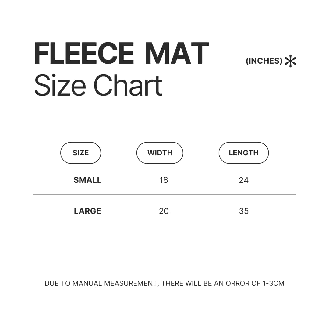 Fleece Mat Size Chart - Pride and Prejudice Store