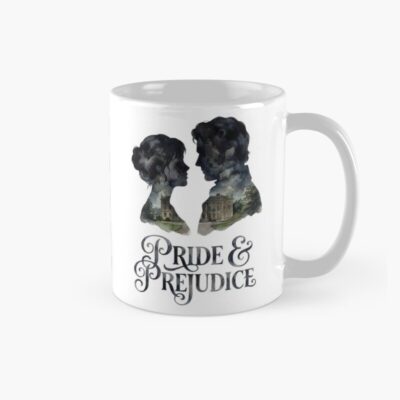 Pride And Prejudice Silhouette Pemberley Watercolor Book Lover Art Mug