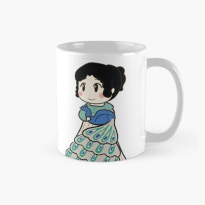 Cute Elizabeth Bennet And Peacock Illustration Drawing Mug