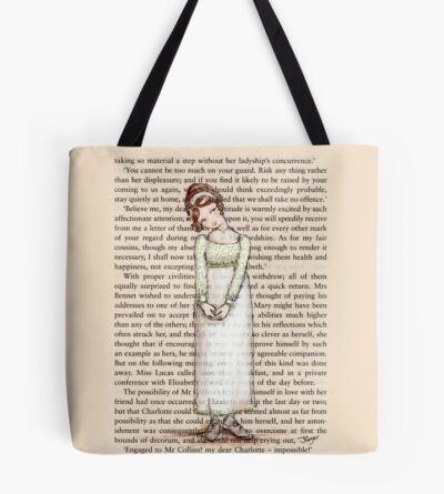 Pride And Prejudice Elizabeth Bennet In White Tote Bag