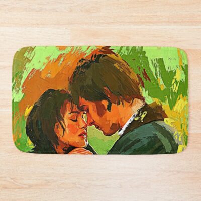 Pride And Prejudice Mister Darcy And Elizabeth Fanart Illustration Bath Mat