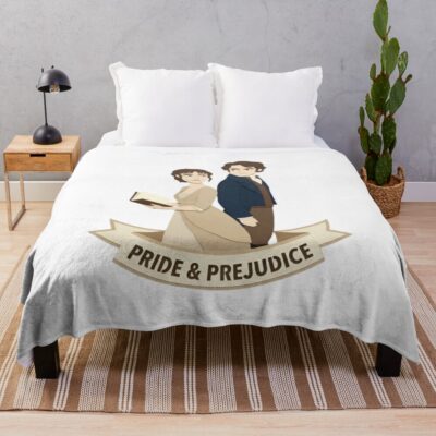 Pride And Prejudice Papercraft Jane Austen Couple Throw Blanket