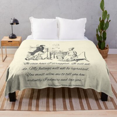 Jane Austen Vintage Book Club Mr Darcy And Lizzy Fans Literary Pride And Prejudice Gifts Throw Blanket