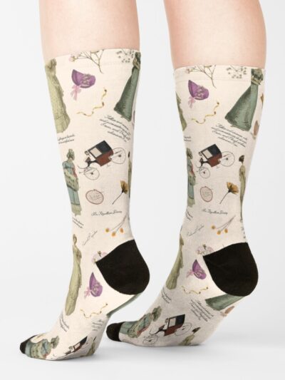 Alternative view of Pride And Prejudice Quotes Miss Bennet Jane Austen Rose Socks