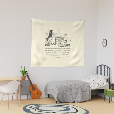Jane Austen Vintage Book Club Mr Darcy And Lizzy Fans Literary Pride And Prejudice Gifts Tapestry