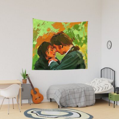 Pride And Prejudice Mister Darcy And Elizabeth Fanart Illustration Tapestry