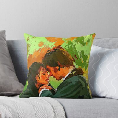 Pride And Prejudice Mister Darcy And Elizabeth Fanart Illustration Throw Pillow