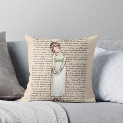 Pride And Prejudice Elizabeth Bennet In White Throw Pillow