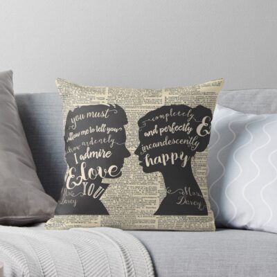 Pride And Prejudice Quote Art Jane Austen Typography Home Decor Book Lovers Gift Throw Pillow